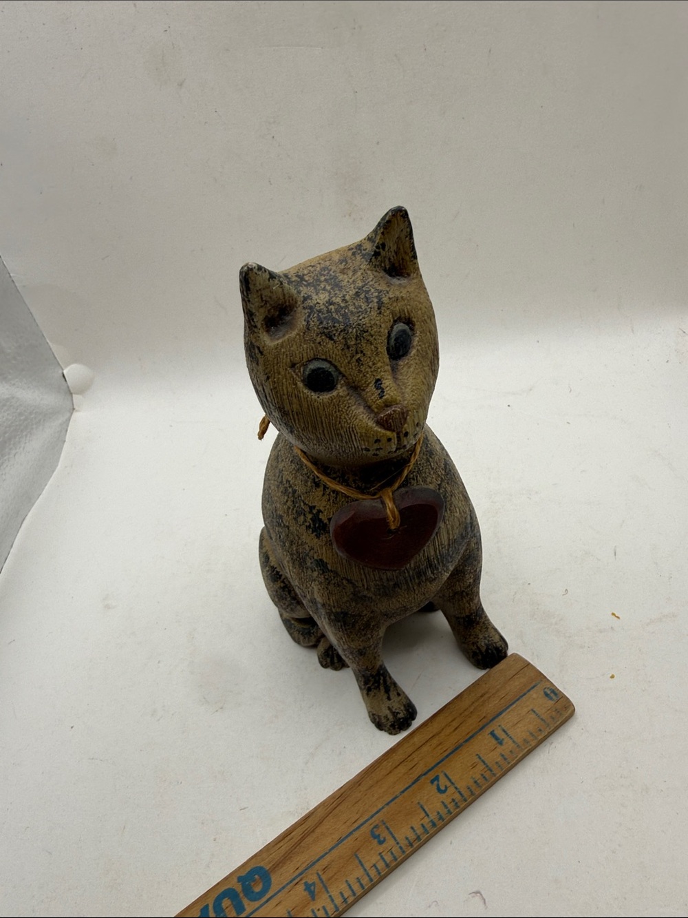 Vtg Signed Pat Croy Primitive Cat Folk Art Rustic Farmhouse Decor Collectible - Picture 10 of 12